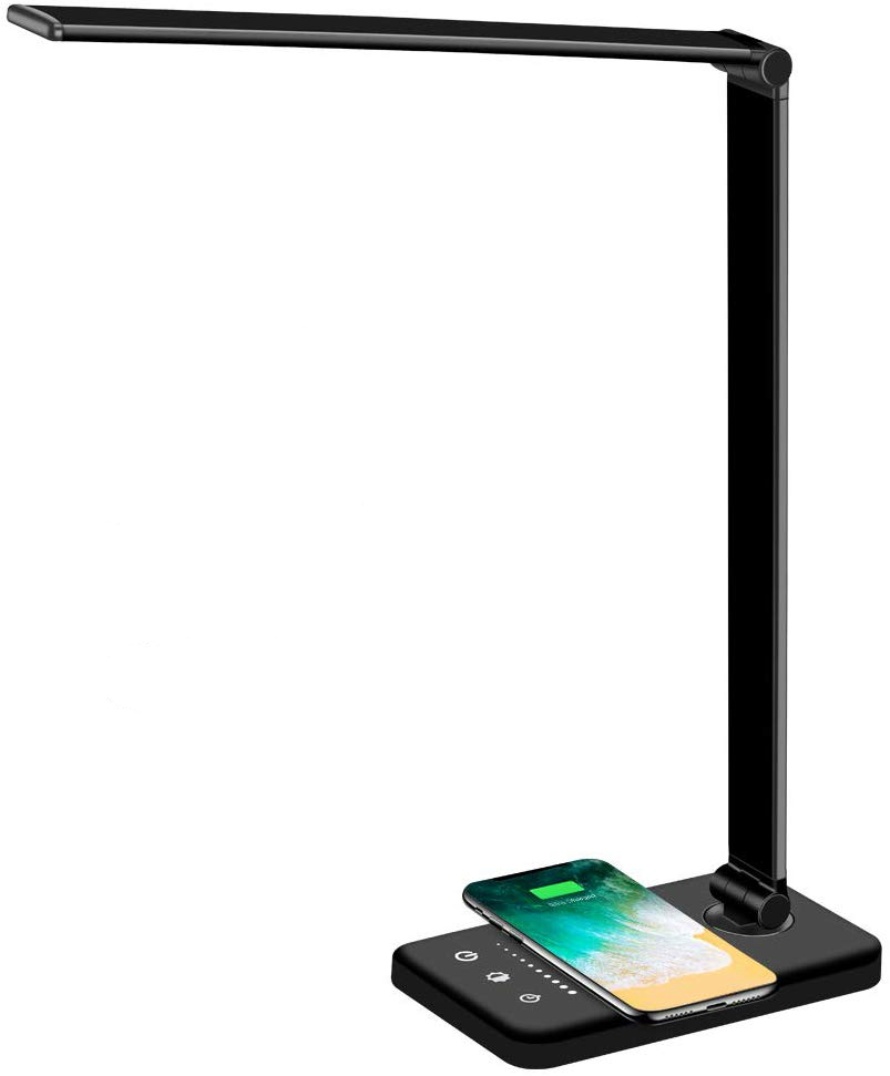 5 Brightness Eye-caring Timer Dimmable Night Study Reading Desk Light Wireless Charger Desk Lamp with Wireless Charging