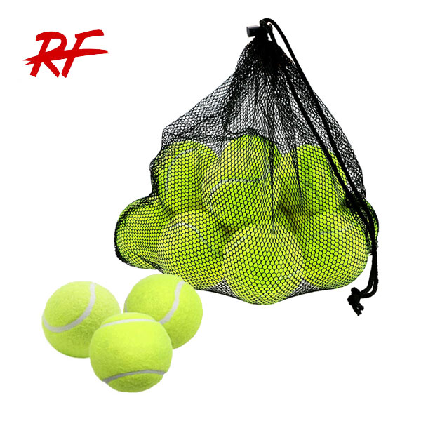 Fiber Felt+Rubber Core material pressureless tennis balls with reuseable mesh bag