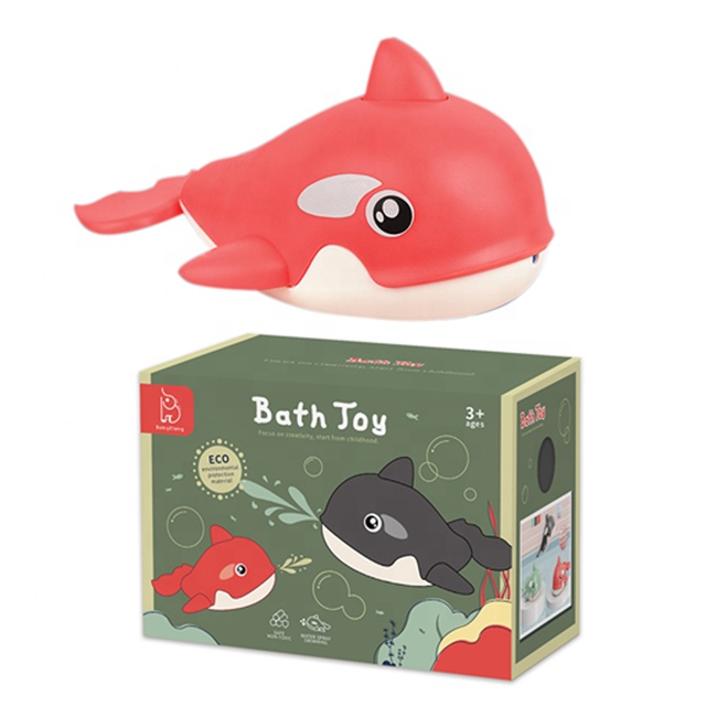 Игрушки для ванной комнаты «киты», заводная игрушка, водный спрей для купания, Забавная детская ванночка с цветной коробкой