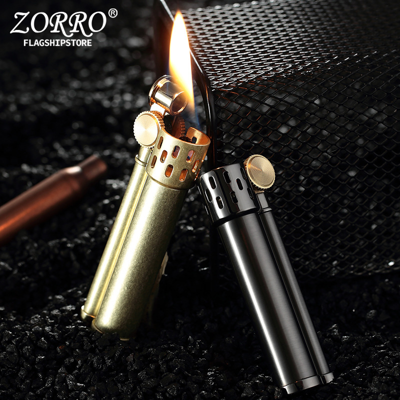 Оптовая продажа, керосиновая Зажигалка ZORRO, креативная ультратонкая мини-зажигалка с шлифовальным кругом