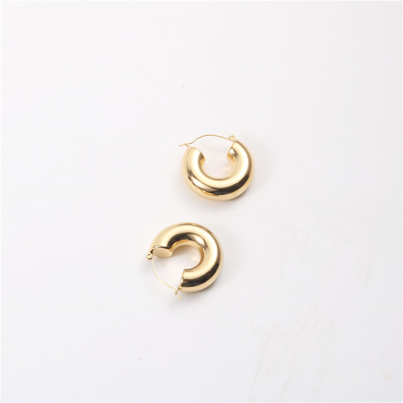 2021 Trendy Earring High End 18K PVD Gold Link Hollow Tube Hoop Earring Stainless Steel Jewelry For Women GIft
