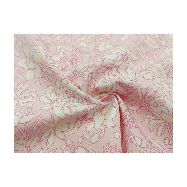 Warm Pink Floral Pattern Printed Fabric for Shirt Dress 100% Cotton Plain Breathable