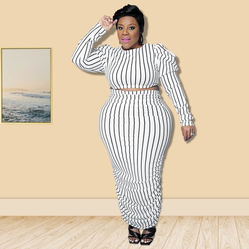 BR5029 Women's Clothing Hot Fashion Plus Size Solid Color Casual Two-piece Suit