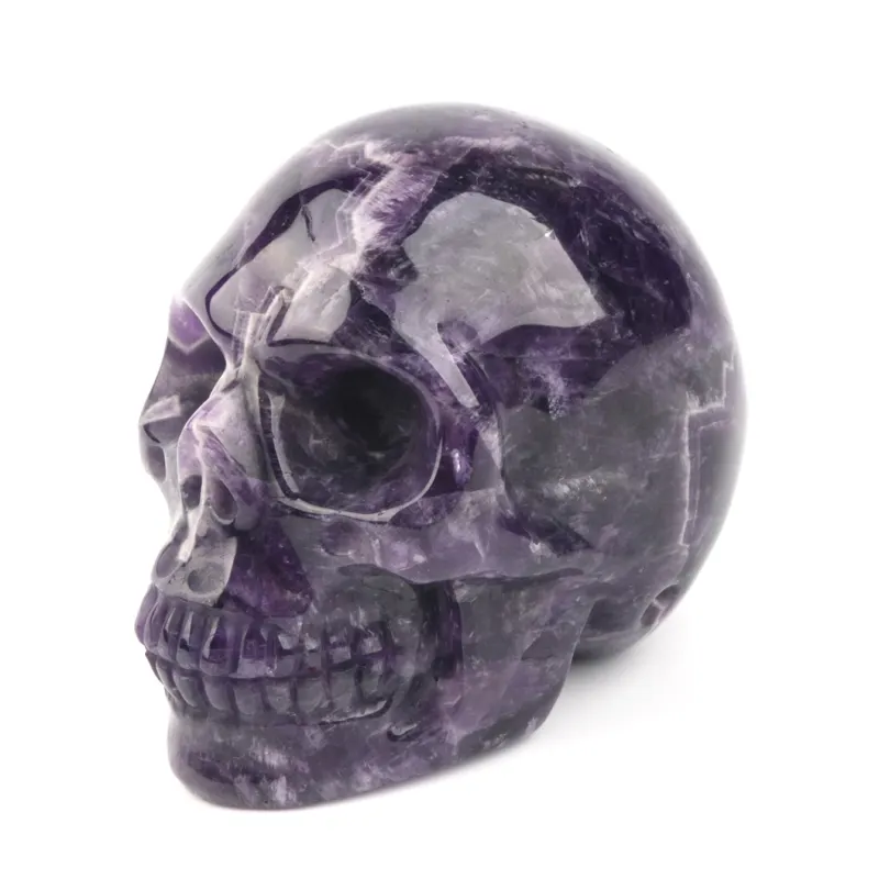 2inch Natural Clear Quartz Skulls Amethyst, Hand Carved Amethyst Crystal Skulls