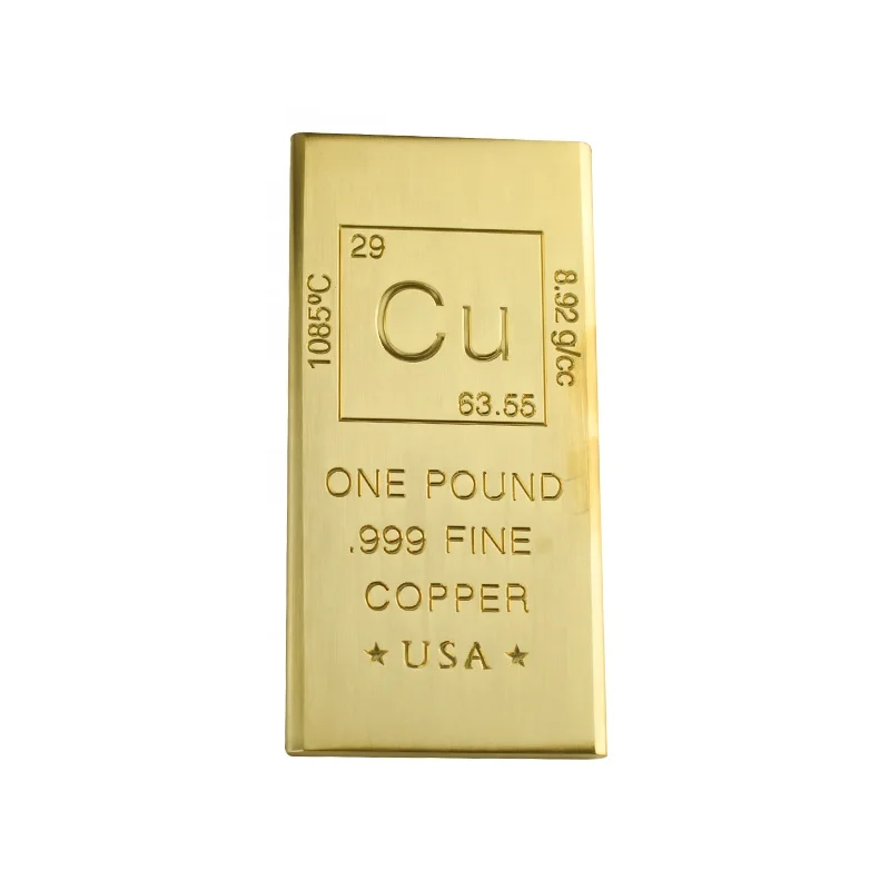 Boutique copper imitation gold bar engraved custom logo American gold bar