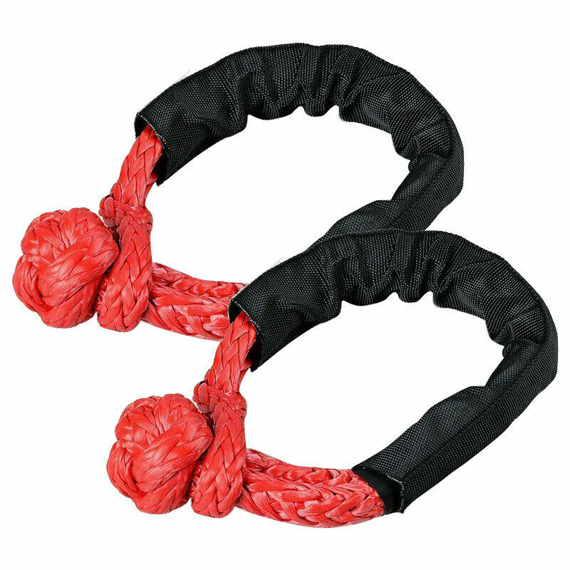Tow rope shackle recovery rope with protective sleeve - uhmwpe rope for for atv truck towing suv