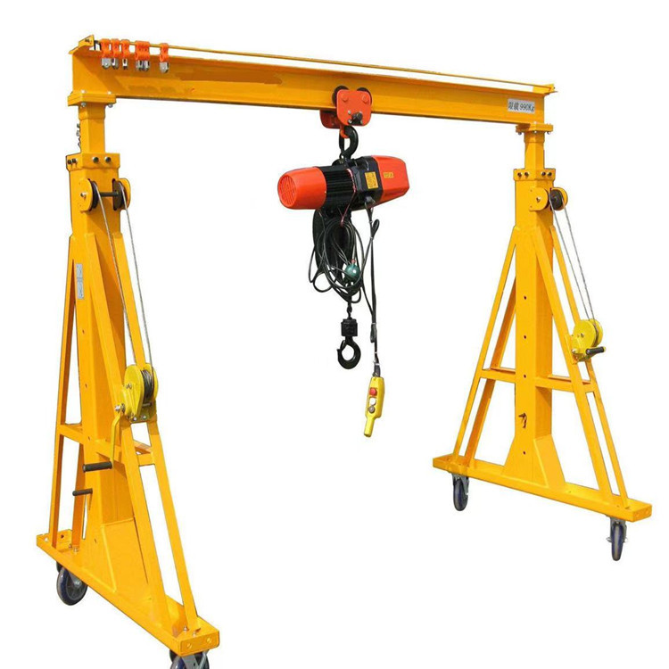 Adjustable Height Customized Mini Type Garage Lifting Load Chain Hoist 1 3 5 ton Portable Mobile Gantry Crane price with wheel