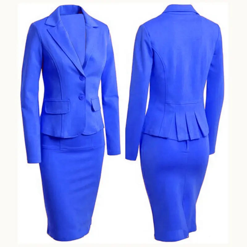 2021 Winter Long Sleeve V-Neck Casual Solid Color Pocket Button Elegant Office Formal Women Two Piece Suit