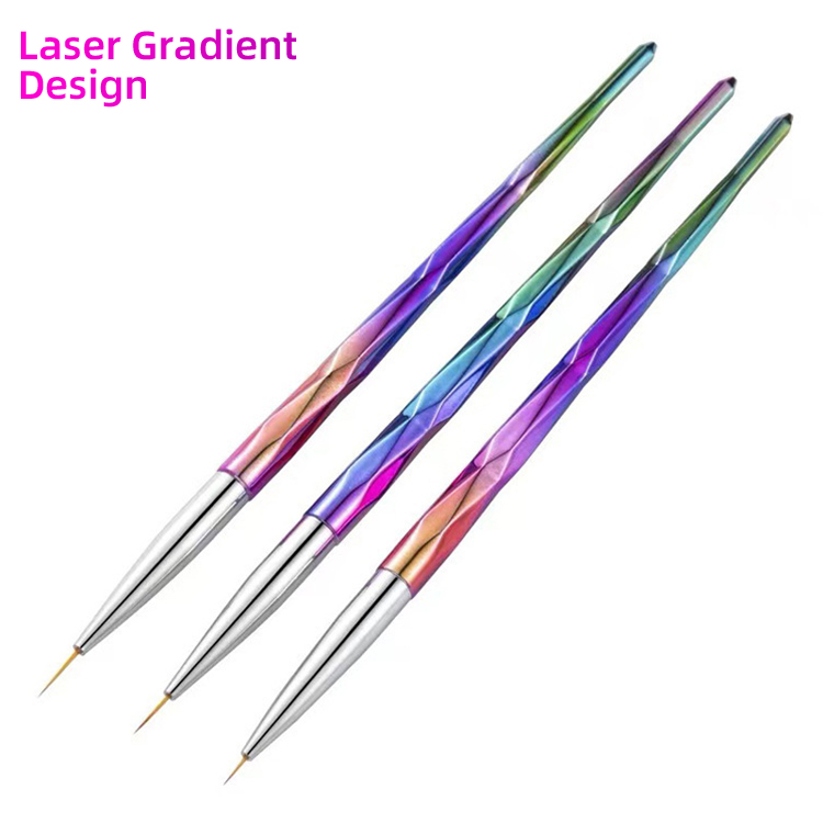 Nail Art Liner Painting Brush Laser Gradient Design 3pcs Nail Art Liner Brushes Set Nail Line Drawing Art Pen
