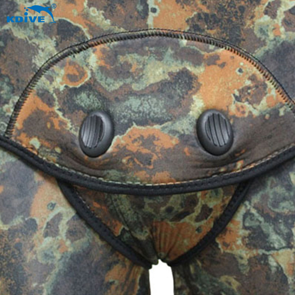 KDIVE Wholesale Two Piece Customized Camo 3MM 7MM Diving Neoprene Wetsuits Spearfishing Camouflage Wet Suit with Hooded