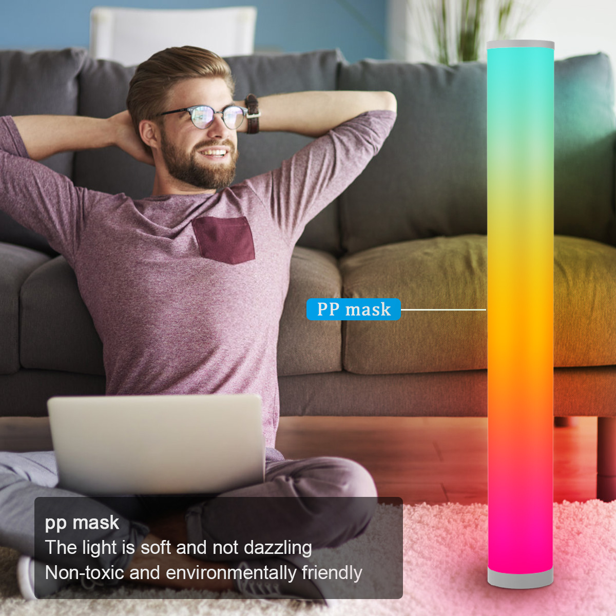 Cylinder Rgb Floor Lamps Abs WIFI BTLed Floor CCT Changing With Remote Control Floor Lamp For Living Room