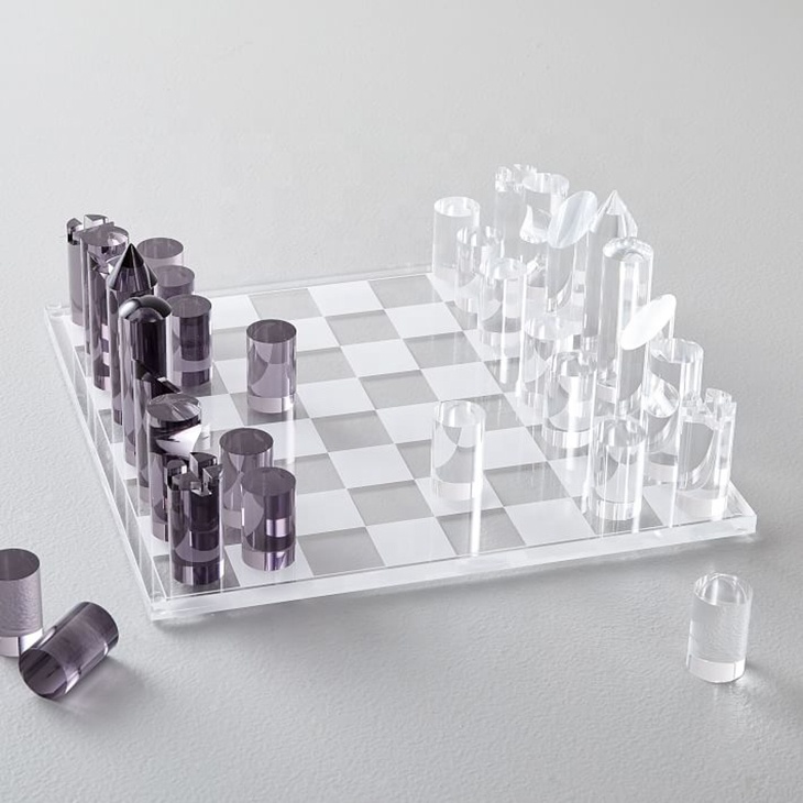 Luxury transparent chess set acrylic/chess board set game