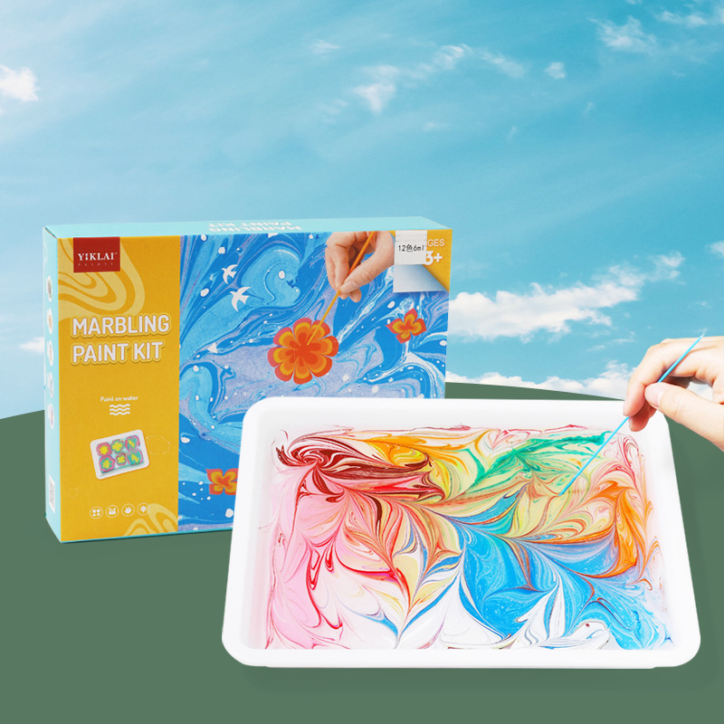 Creative 6/12color Water Painting Set Marbling Paint Kit Watercolor Painting DIY Educational Drawing Toys Floating Painting