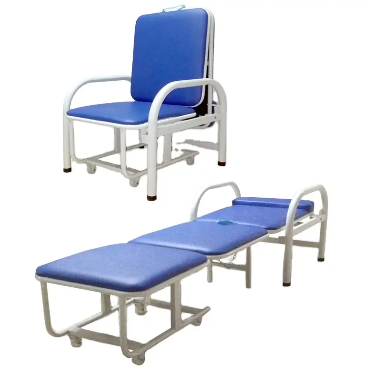 Wholesale Factory Metal Adjustable Foldable Patient Attendant Bed Medical Accompany Chair