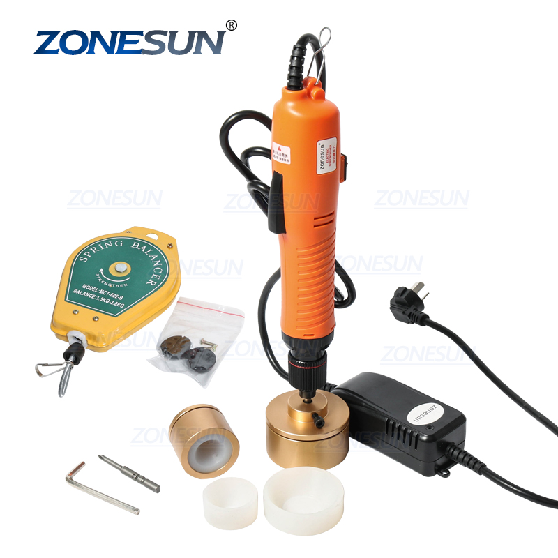 ZONESUN ручная электрическая Небольшая Ручная машина для укупорки бутылок для пластиковых крышек ручная машина для укупорки пластиковых бутылок
