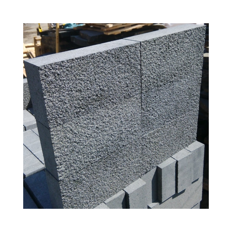 SH STONE New G684 Bush Hammered Black Granite Paver Stones Exterior Paving Driveway Cobble Stone
