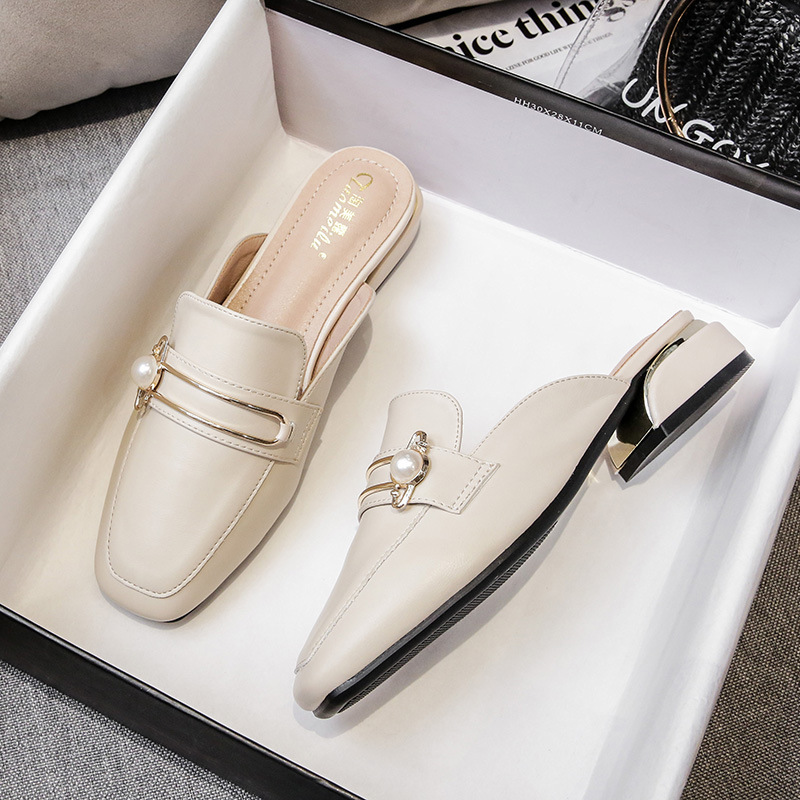 BUSY GIRL OMN2519 Shallow muzzle round glitter sexy slim nightclub wedding pumps flats woman sandals mules