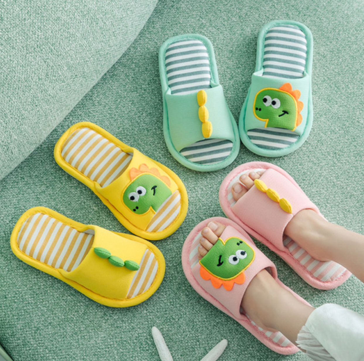 Kids lazy new design fashion slippers linen open toe slippers
