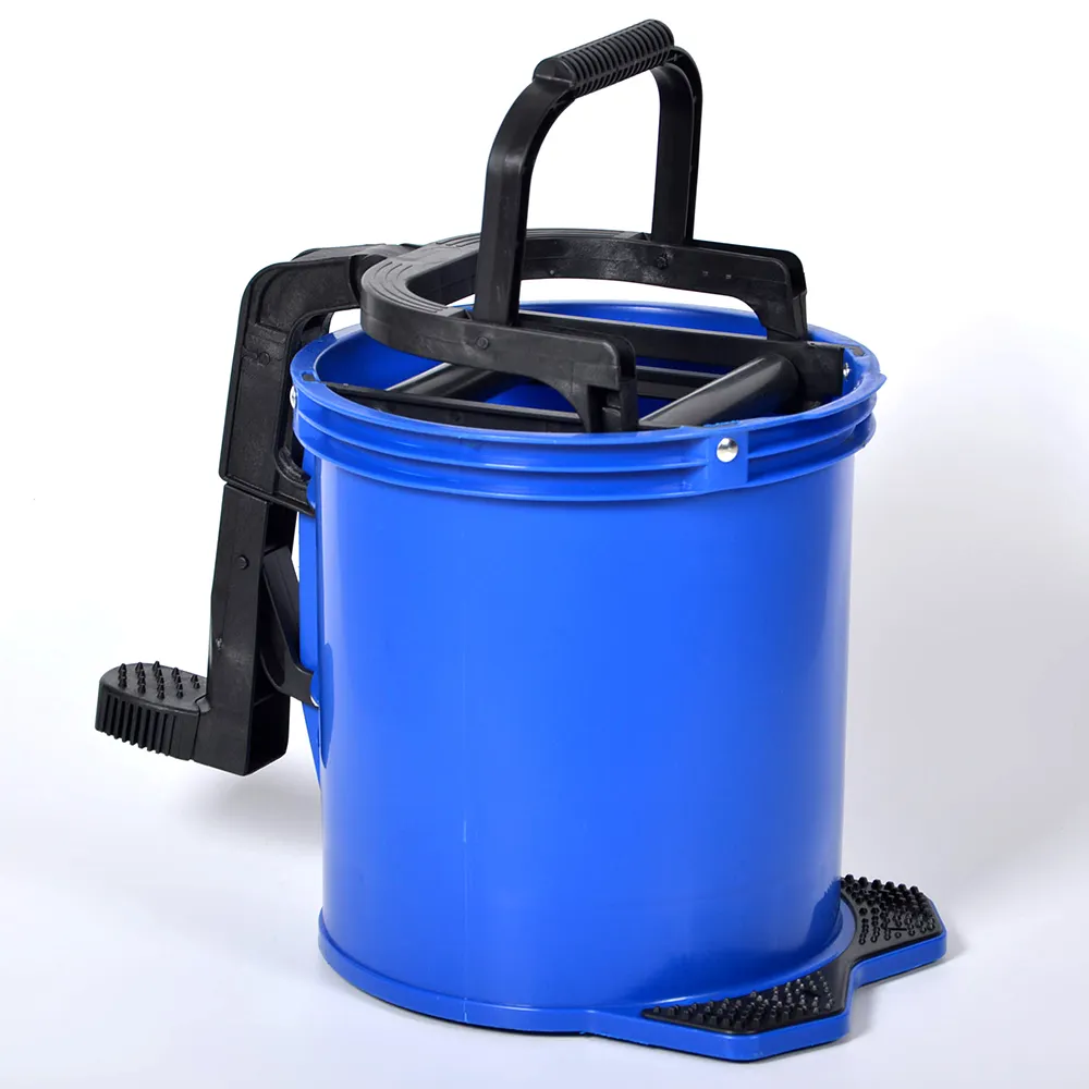 16L Plastic Mop Roller wringer Bucket with metal Plastic Mechanism