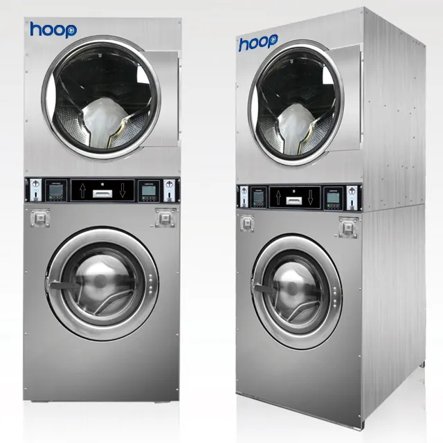 Industrial Commercial Laundry Washing Drying Machine Stacked Washer Dryer for Laundromat