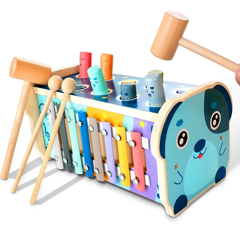 Wooden Hammering Pounding Toy orter Musical Toy with Xylophone Hammers Knock on the piano educational play