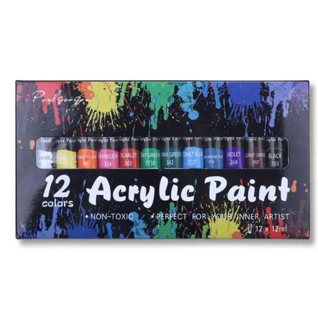 Popular Hot School Student Kids Use 12 Colors 12 ml DIY Drawing Materials Painting Artist Colorful Acrylic Paint