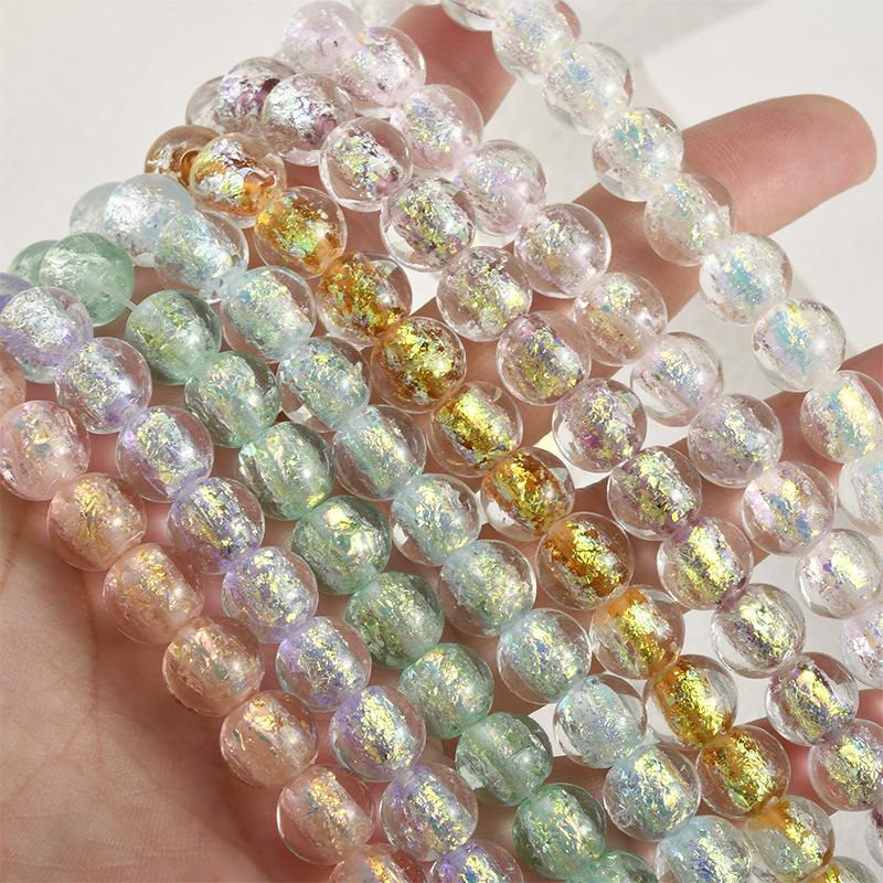 10mm Transparent Double Color Crystal Glass Beads Round AB Lighting Beads Crystal Lampwork Glass Beads