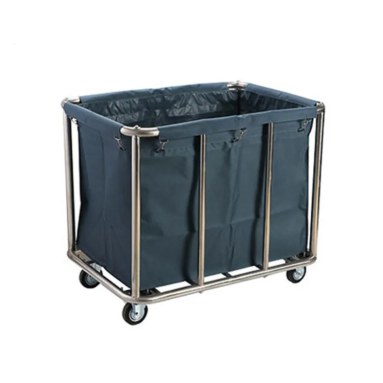 Hospital &amp; Hotel Dirty Linen Trolley,Stainless Steel Housekeeping Trolley Cleaning Cart Maid Cart