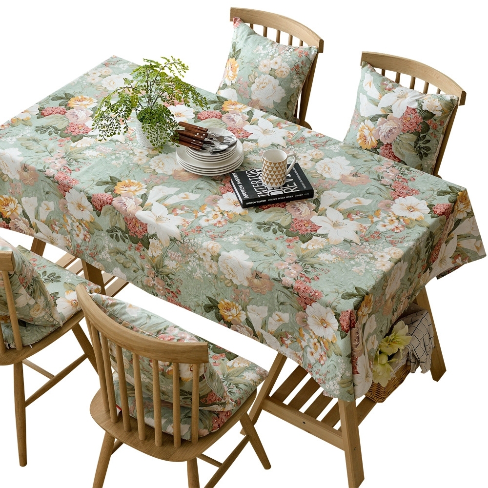 2025 Food grade multi-functional free sample Washable Versatile cotton linen table cloth home use wholesale custom printed