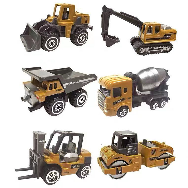 Cartoon Educational Diecast Pull Back Engineering Suit, Model Children Cheap Mini Engineering Vehicle