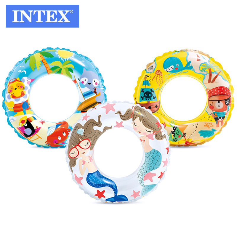 Intex 59242 Летнее Детское прозрачное кольцо для плавания с оранжевой рыбкой