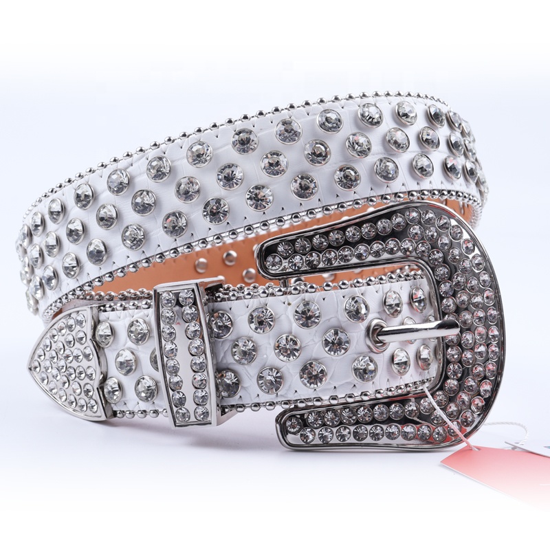 Fashion Men Pants Crystal Belt Diamond Studded Western Cowgirl Shinny Rhinestone Designer Belts Famous Brand