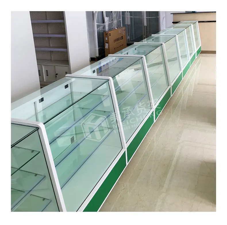 Meicheng Mobile Phone Shop Decoration Glass Showcase Mobile Shop Counter Design Cell Phone Display Glass Cabinet