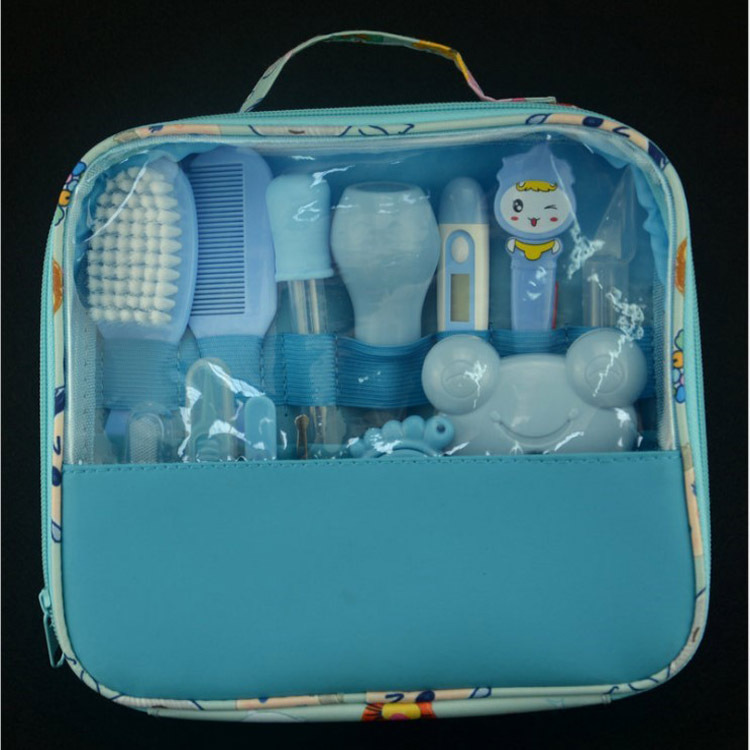 Baby Cleaning and Nursing Supplies Bag 13 Piece Set Baby Nail Clippers Manicure Scissors Nasal Aspirator