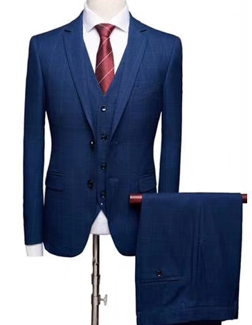 Blue Notch Lapel Groom Mens Slim-fit Wedding Suits Mens Tuxedo Suits