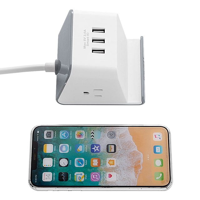 Настольное зарядное устройство с американской розеткой, 3 Usb-порта, маленький кубический удлинитель, стабилизатор напряжения с держателем для мобильного телефона, белый и серый цвета