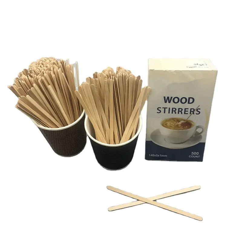 Eco-Friendly Disposable High Quality 100% biodegradabale Restaurant 140mm Wooden Coffee Stirrer