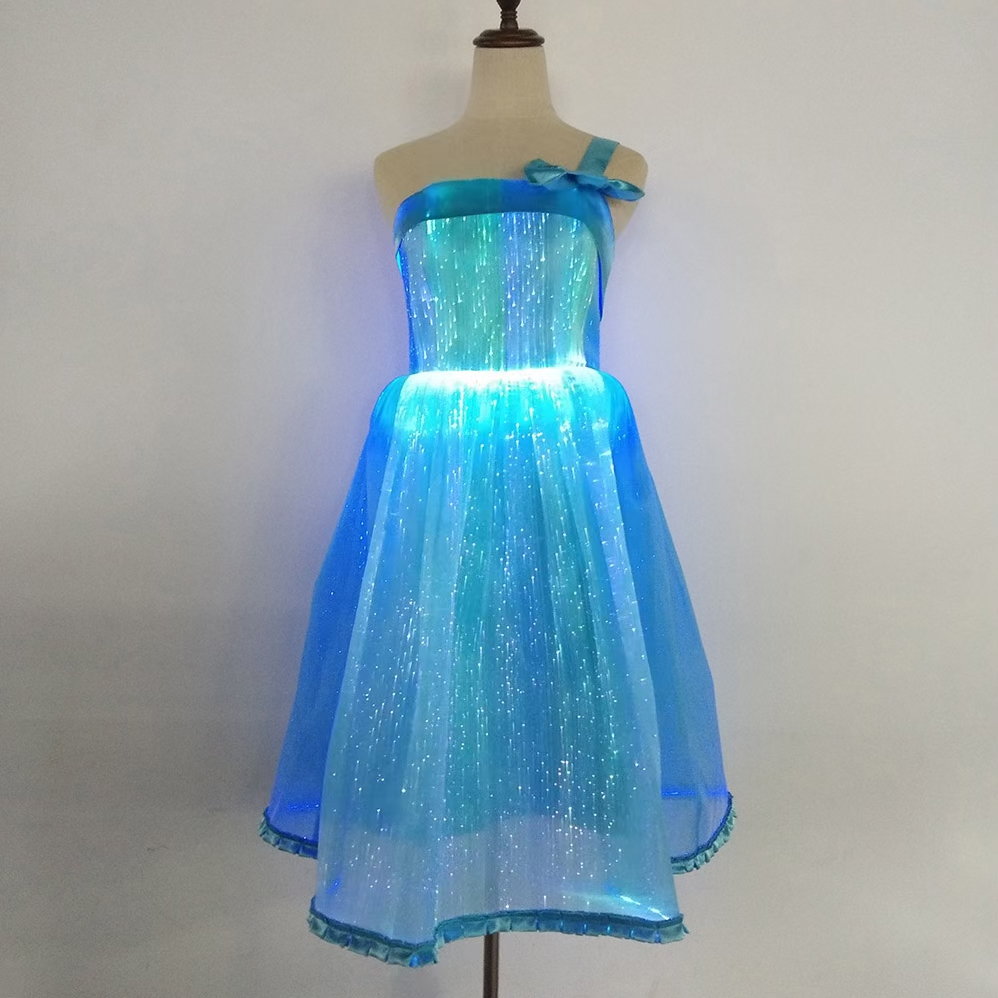 Rayera luminescence Fiber-Optic Lights Led source illuminated Plastic-Optic-Fiber Tank-top for Women dress