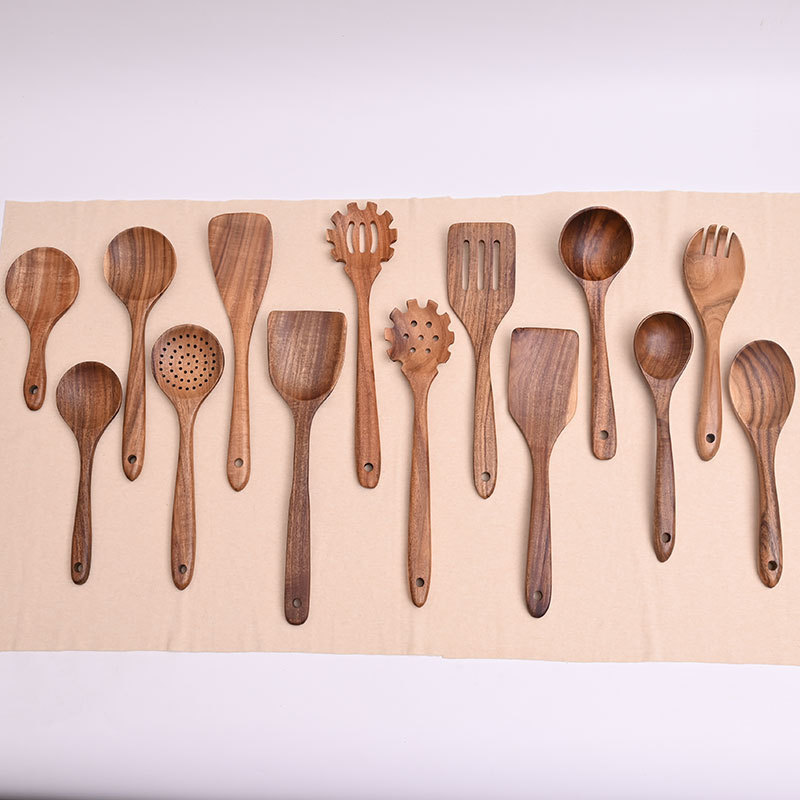 China Manufacture Natural Teak Cooking Spoon Wooden Utensils For Kitchen With High Quality