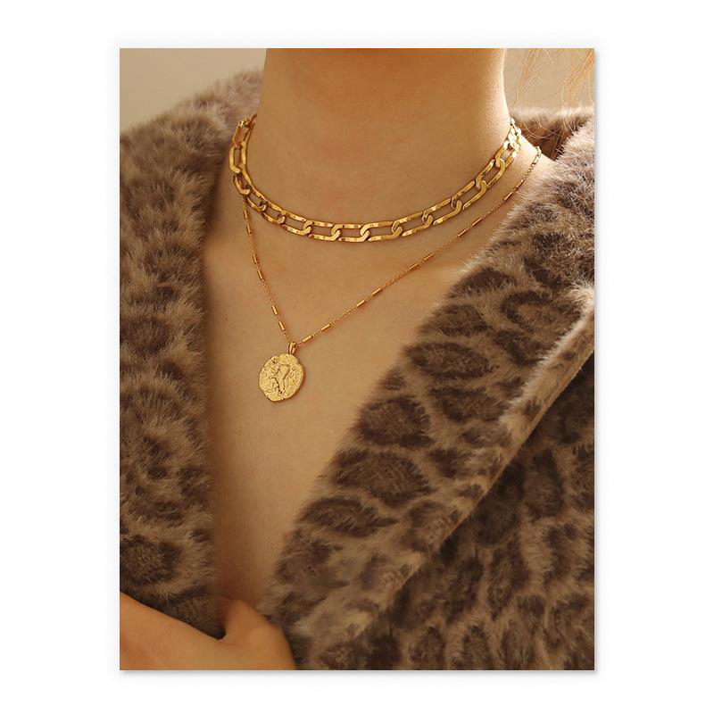 Dylam JewelryFashion шить u-образный замок стекируемые колье 18K позолоченный титан ожерелье для женщин Dylam ювелирные изделия