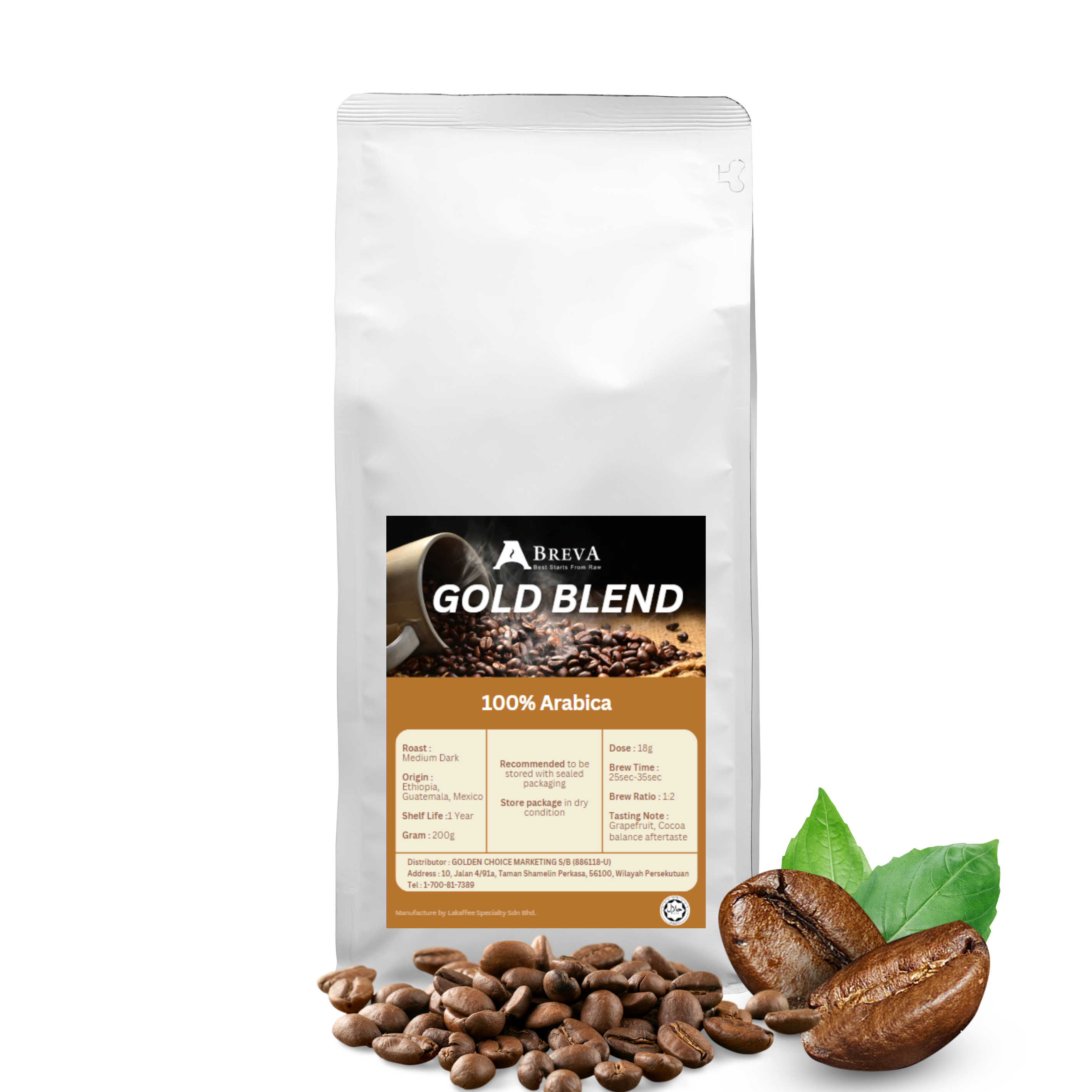 Wholesale Price Gold Blend 100% Arabica Coffee Bean Halal For Home Office Or Horeca