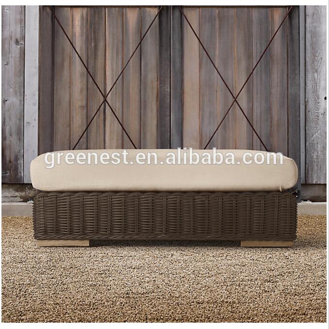 hand woven outdoor round rattan ottomans
