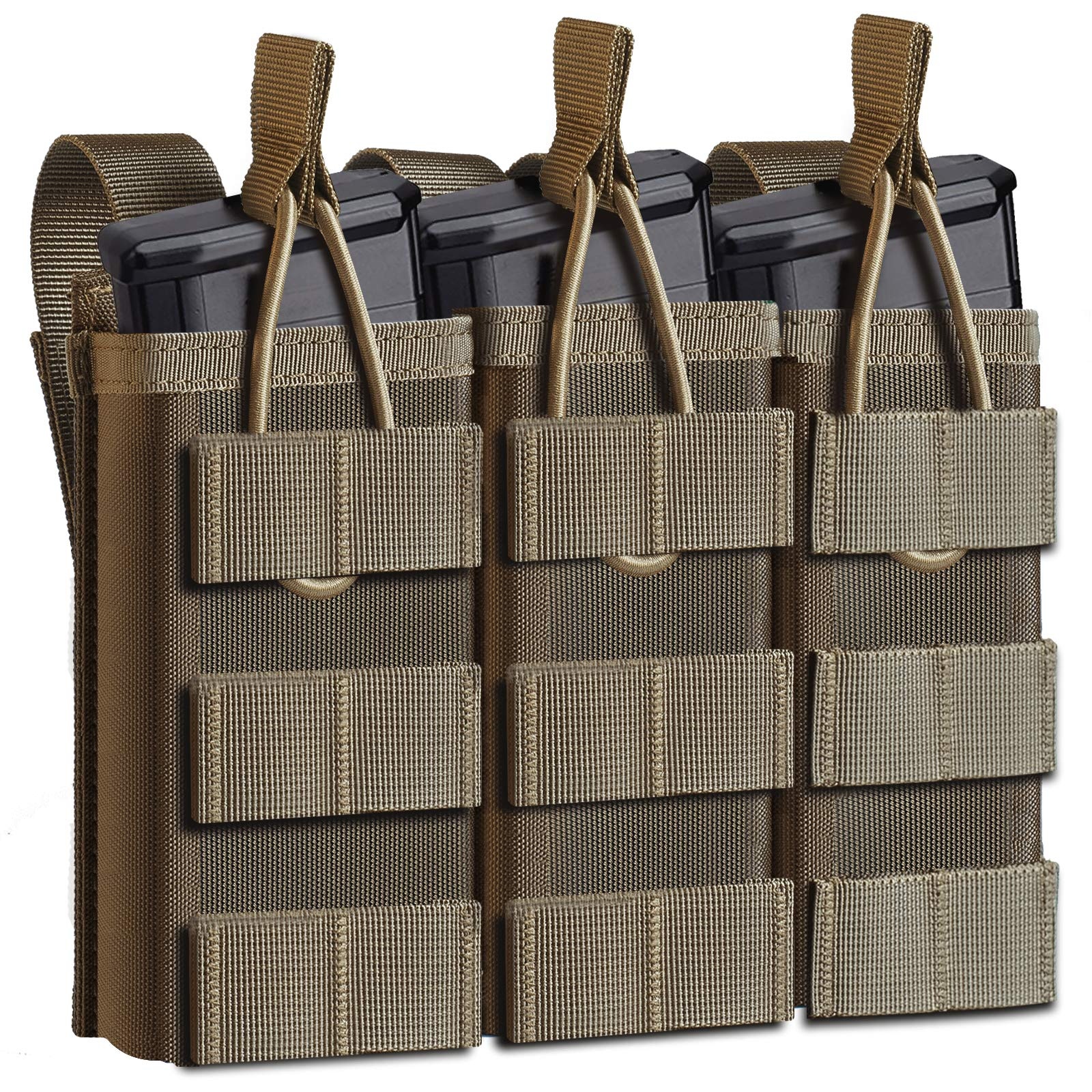 Tactical Molle Mag Pouch, Open-Top Triple Stacker Magazine Holster Rifle Mags Holder for AR-15 M4 M14 M16 G36 HK416 Magazines