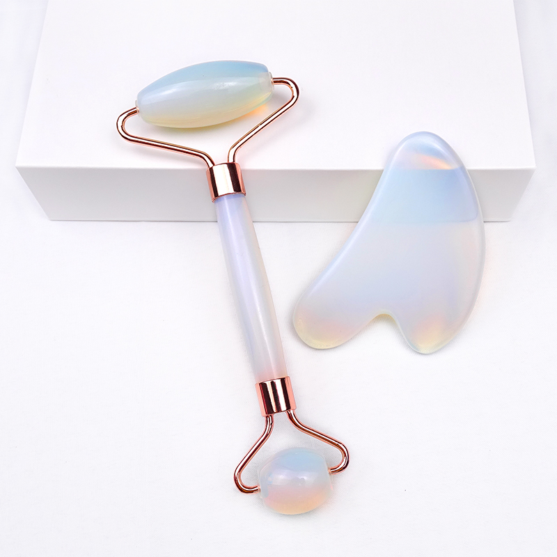 Natural stone jade roller Opal jade massagers set facial massage gua sha set