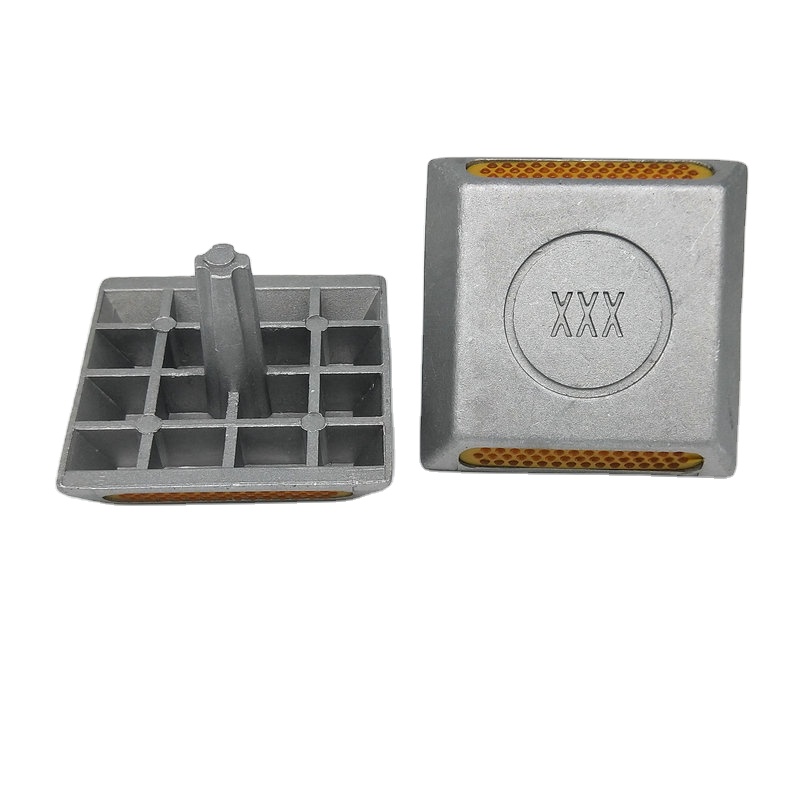 Solar powered double-sided cast aluminum road studs with handles reflective road studs with feet protruding road signs