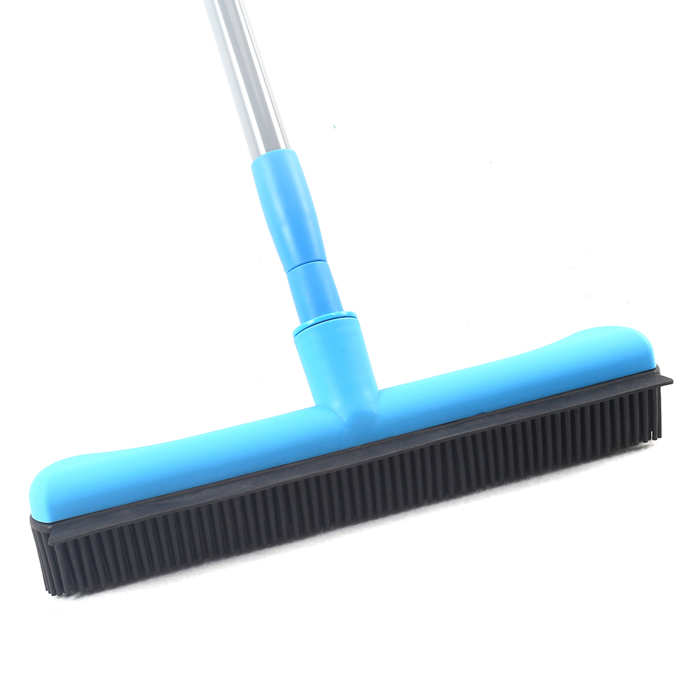 Hardwood floor tile pet hair removal rubber broom with squeegee