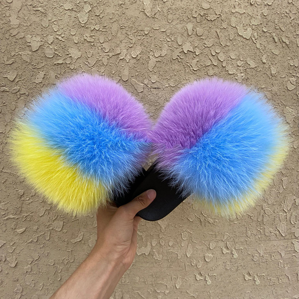 Dropshipping Wholesale Pvc Sole Kid Infant Children Baby Toddler Mom And Daughter Fluffy Furry Fur Slipper Sandals Slides