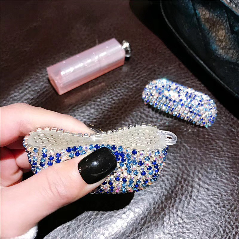 Luxury 3D Cute Bling Diamonds Wireless Earphone Accessories Soft Flexible Case for Apple Airpods 2 1 Protective Charging Bag