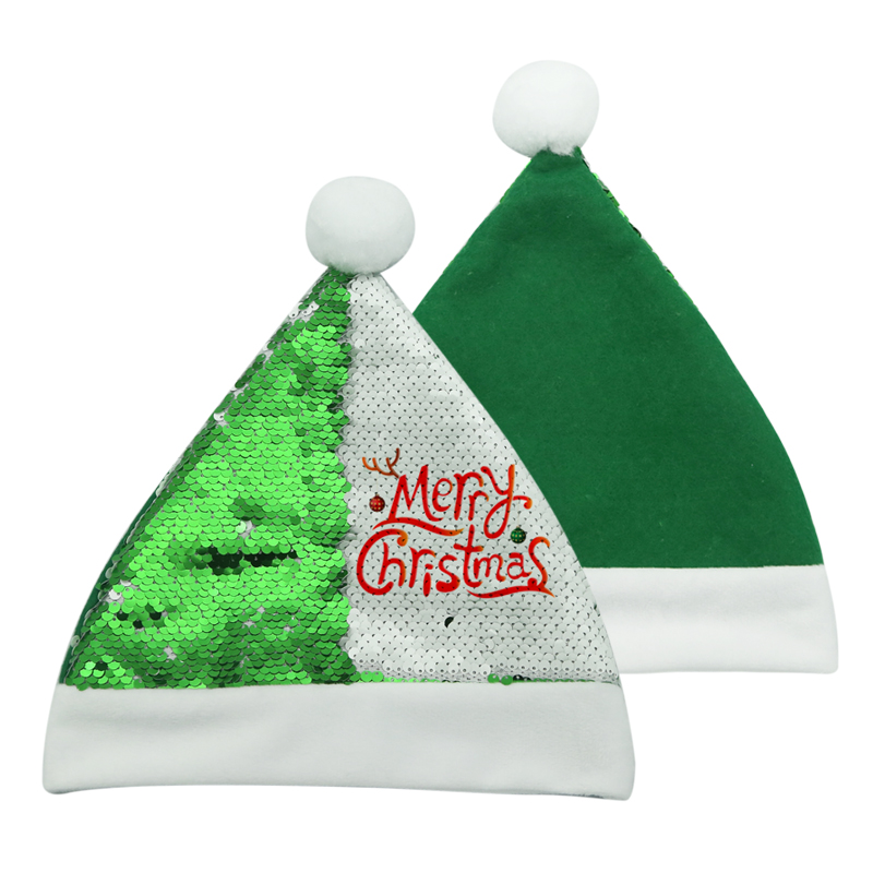 New Design Sublimation Blanks Christmas Decoration Thick Polyester Red Soft Christmas Party Hat