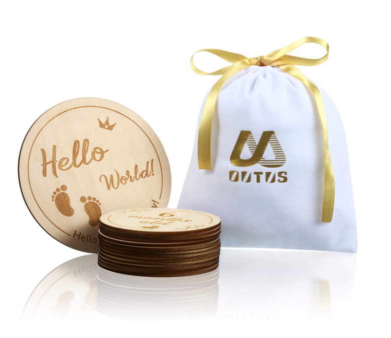 Sequential Numbering Product On Custom Shower Gift Plaque Pregnancy Wooden Baby Milestone Round Card Code